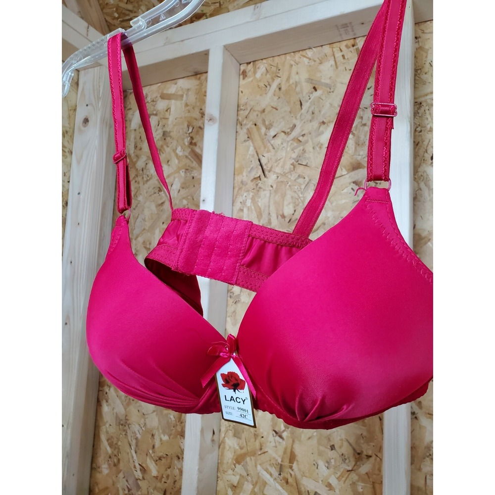 New Bra Size 42C Padded By Lacy  Intimates Casual adjustable With 3 Hooks RED